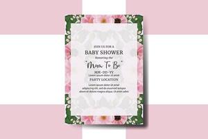 bébé douche salutation carte zinnia et pivoine fleur conception modèle vecteur