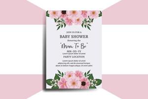 bébé douche salutation carte zinnia et pivoine fleur conception modèle vecteur