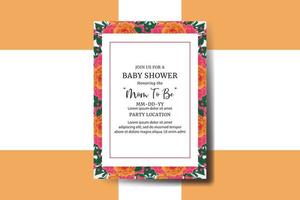 bébé douche salutation carte Orange Rose fleur conception modèle vecteur