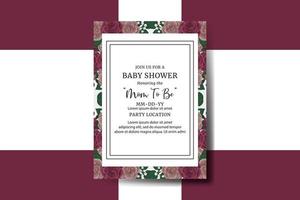 bébé douche salutation carte bordeaux Rose fleur conception modèle vecteur