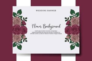 mariage bannière fleur arrière-plan, numérique aquarelle main tiré bordeaux Rose fleur conception modèle vecteur