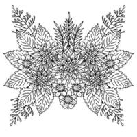 page de coloriage de l'élément de contour de fleur de conception vecteur