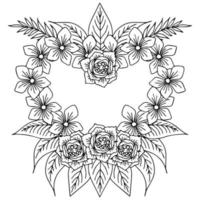 page de coloriage de l'élément de contour de fleur de conception vecteur