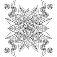 page de coloriage de l'élément de contour de fleur de conception vecteur