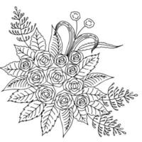 page de coloriage de l'élément de contour de fleur de conception vecteur