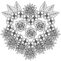 page de coloriage de l'élément de contour de fleur de conception vecteur