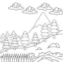 conception nature paysage contour coloriage vecteur