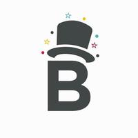 lettre b la magie chapeau logo conception. magicien symbole vecteur modèle