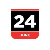 24e juin calendrier Date vecteur icône. 24 juin caractères.