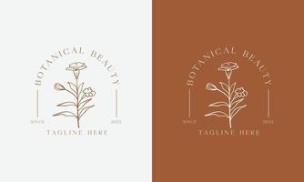 botanique floral élément main tiré logo avec sauvage fleur et feuilles. logo pour spa et beauté salon, boutique, biologique boutique, mariage, floral designer, intérieur, la photographie, cosmétique. gratuit vecteur