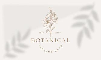 botanique floral élément main tiré logo avec sauvage fleur et feuilles. logo pour spa et beauté salon, boutique, biologique boutique, mariage, floral designer, intérieur, la photographie, cosmétique. gratuit vecteur