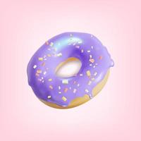 réaliste détaillé 3d myrtille vitré Donut. vecteur