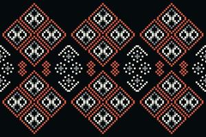 ethnique géométrique en tissu modèle traverser point.ikat broderie ethnique Oriental pixel modèle foncé noir Contexte. abstrait, vecteur, illustration.pour texture, vêtements, emballage, décoration, tapis. vecteur