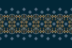 ethnique géométrique en tissu modèle traverser point.ikat broderie ethnique Oriental pixel modèle marine bleu Contexte. abstrait, vecteur, illustration.pour texture, vêtements, emballage, décoration, tapis. vecteur