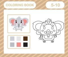 coloration livre ou page dessin animé mignonne éléphant, éducation Jeu pour des gamins âge 5 et dix année vieux vecteur