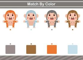 match par couleur d'animal jeu éducatif pour la maternelle jeu d'association pour les enfants vecteur