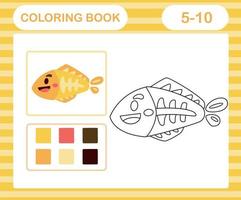 coloration livre ou page dessin animé mignonne X rayon poisson, éducation Jeu pour des gamins âge 5 et dix année vieux vecteur