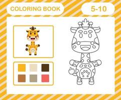 coloration livre ou page dessin animé mignonne girafe, éducation Jeu pour des gamins âge 5 et dix année vieux vecteur