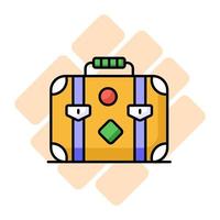 soigneusement ouvré icône conception de bagage sac dans branché style, Voyage bagages vecteur conception, valise icône
