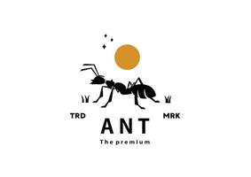 ancien rétro branché fourmi logo vecteur silhouette art icône