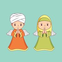 mignonne islamique personnage plat conception vecteur