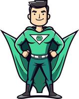 fier super-héros dans vert vecteur