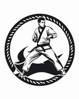 noir et blanc martial artiste vecteur