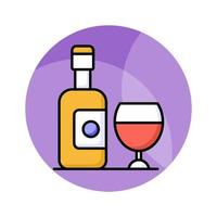 une classique du vin bouteille et verre icône, représentant relaxation, sophistication, et socialiser plus de une verre de du vin vecteur