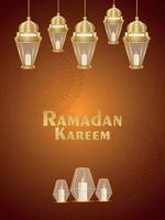 eid mubarak ou ramadan kareem invitation islamique beau modèle de conception avec lanterne arabe créative vecteur