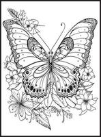 papillon coloration pages pour adultes vecteur