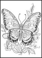 papillon coloration pages pour adultes vecteur