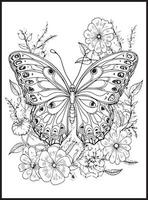 papillon coloration pages pour adultes vecteur
