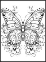 papillon coloration pages pour adultes vecteur