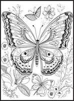 papillon coloration pages pour adultes vecteur