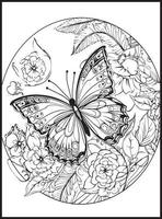 papillon coloration pages pour adultes vecteur