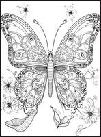 papillon coloration pages pour adultes vecteur