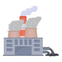 environnement la pollution avec usine tuyaux émettant fumée, sale air et liquide déchets. Couleur vecteur illustration dans plat style