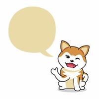 dessin animé personnage content akita inu chien avec discours bulle vecteur