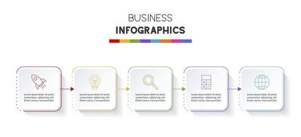 infographie conception modèle et Icônes avec 5 les options ou 5 pas vecteur