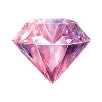 vecteur rose violet diamant cristal. aquarelle illustration.