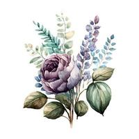 poussiéreux rose et crème rose, pivoine, hortensia fleur, vecteur guirlande mariage bouquet. eucalyptus, verdure.floral pastel aquarelle style.printemps bouquet.elements sont isolé et modifiable