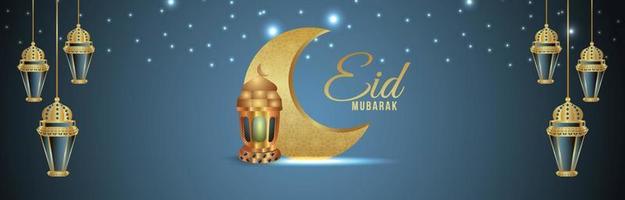 carte de voeux de célébration eid mubarak avec illustration vectorielle créative vecteur