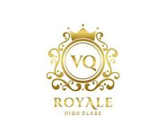d'or lettre vq modèle logo luxe or lettre avec couronne. monogramme alphabet . magnifique Royal initiales lettre. vecteur