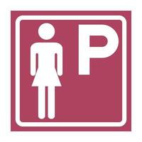 symbole Dame parking signe sur blanc Contexte vecteur