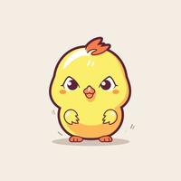 mignonne kawaii poulet chibi mascotte vecteur dessin animé style
