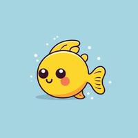 mignonne kawaii poisson chibi mascotte vecteur dessin animé style