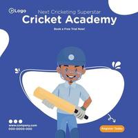 conception de bannière de la prochaine superstar du cricket de l & # 39; illustration de l & # 39; académie de cricket vecteur