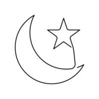 étoile et croissant. continu ligne Icônes associé avec Ramadan. symboles tel comme charité et autre islamique et Ramadan en relation objets sont inclus dans cette ensemble. vecteur icône avec modifiable accident vasculaire cérébral.