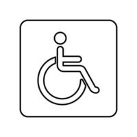 désactivée homme fauteuil roulant signe ligne icône. toilette vecteur icône.