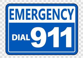 Appel d'urgence 911 signe sur fond transparent vecteur